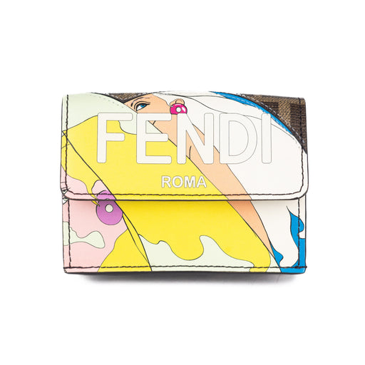 Fendi Micro Trifold Fabric Wallet in Brown