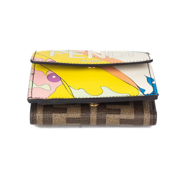 Fendi Micro Trifold Fabric Wallet in Brown