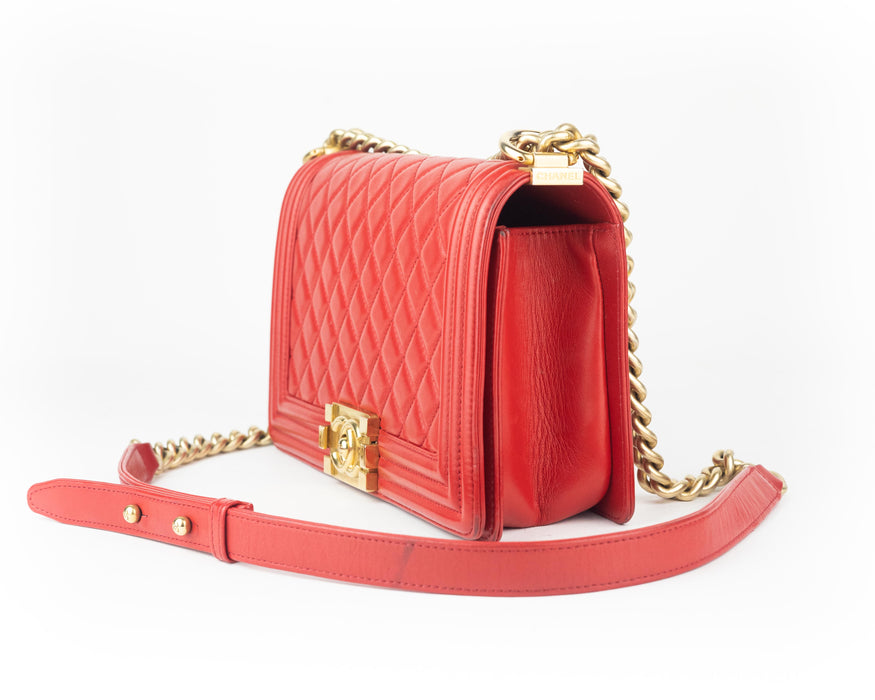 Chanel Caviar Medium Boy Bag in Red