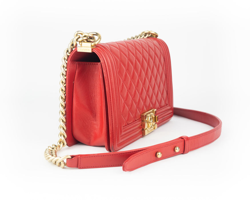 Chanel Caviar Medium Boy Bag in Red