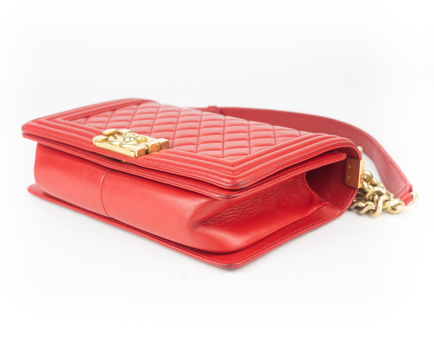 Chanel Caviar Medium Boy Bag in Red