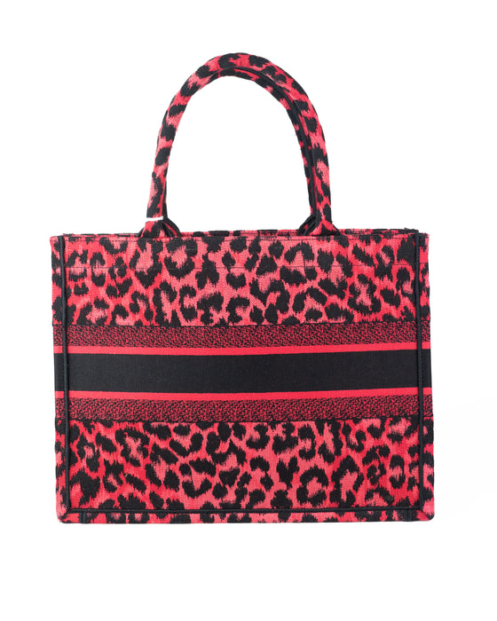 Dior Small Leopard Print Book Tote in Red