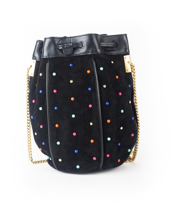 Saint Laurent Suede Talitha Studded Bucket Bag