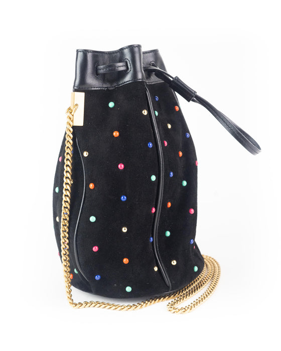 Saint Laurent Suede Talitha Studded Bucket Bag