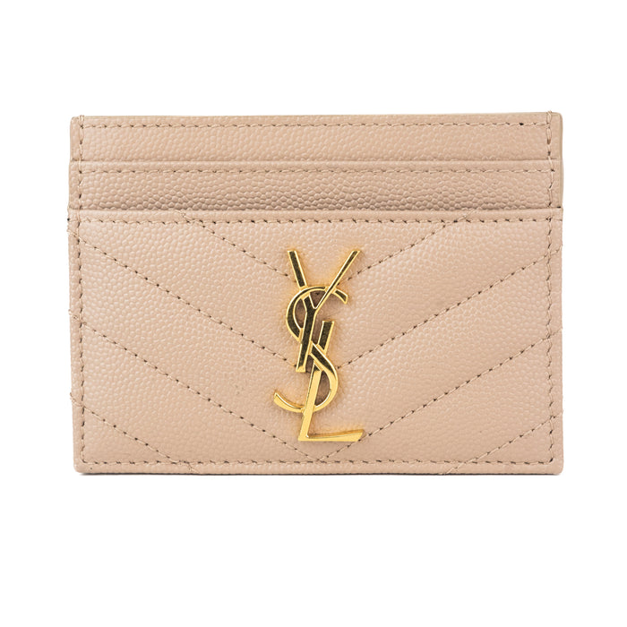 Saint Laurent Monogram Card Case in Dark Beige