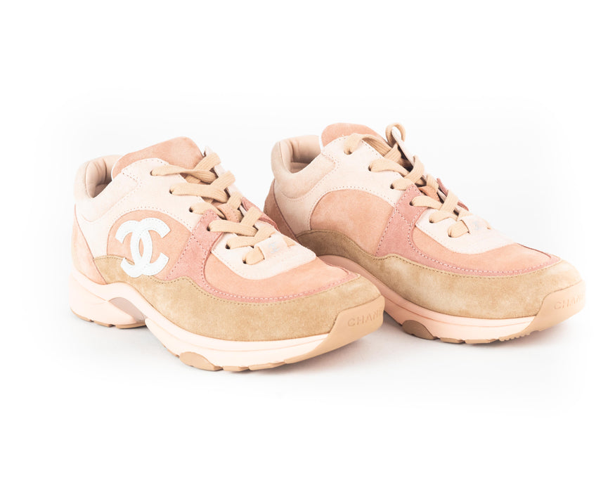 Chanel Pink Suede Sneakers