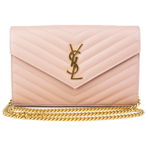 Saint Laurent Envelope Wallet on Chain Pale Blush