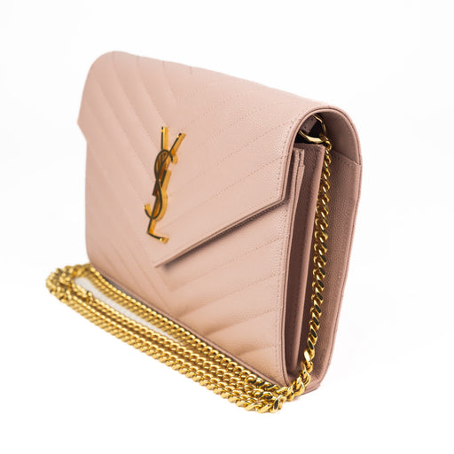 Saint Laurent Envelope Wallet on Chain Pale Blush