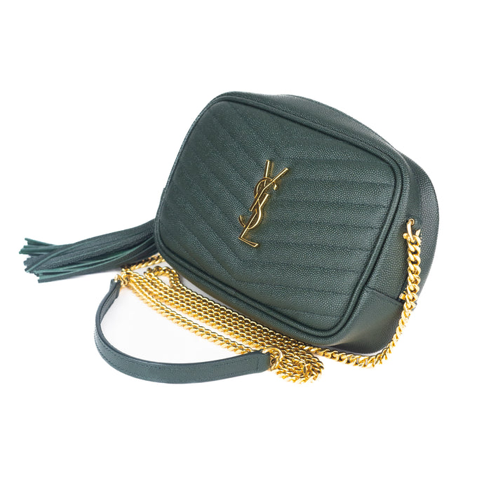 Saint laurent Mini Lou Quilted Leather Crossbody Bag Green