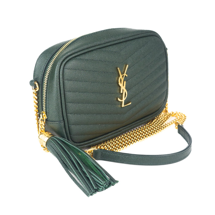 Saint laurent Mini Lou Quilted Leather Crossbody Bag Green
