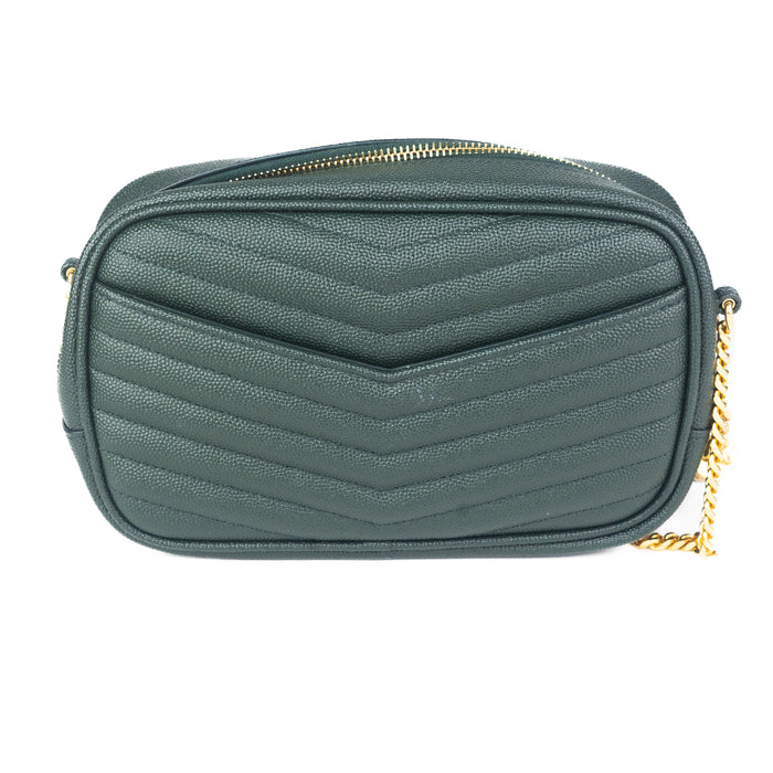 Saint laurent Mini Lou Quilted Leather Crossbody Bag Green
