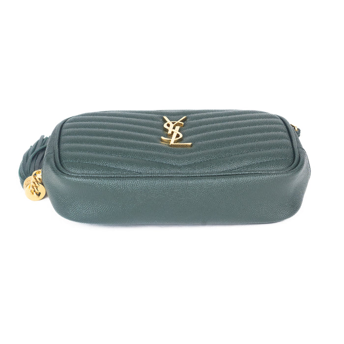 Saint laurent Mini Lou Quilted Leather Crossbody Bag Green