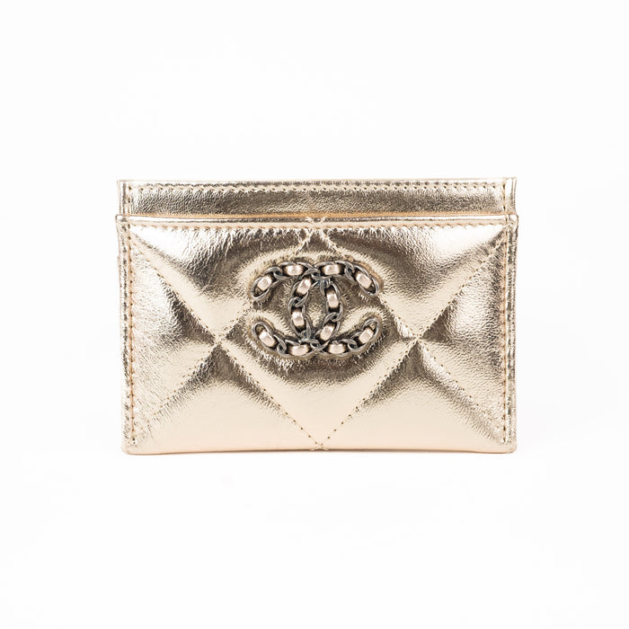 Chanel Shiny Gold Quilted Card Holder