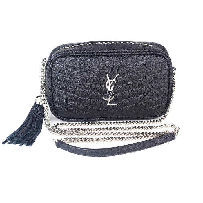 Saint Laurent Mini Lou Bag in Quilted Grain de Poudre Embossed Leather