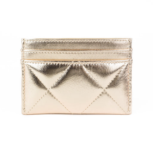 Chanel Shiny Gold Quilted Card Holder