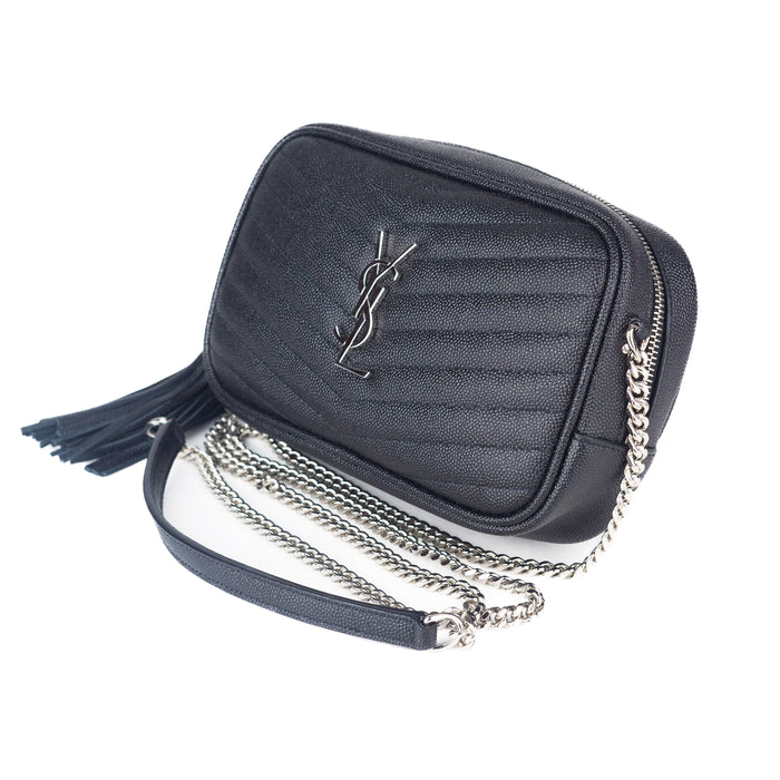 Saint Laurent Mini Lou Bag in Quilted Grain de Poudre Embossed Leather