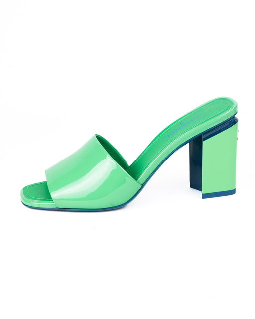 Chanel Patent Calfskin Green and Turquoise Mules