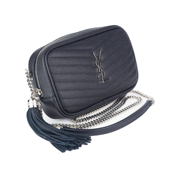 Saint Laurent Mini Lou Bag in Quilted Grain de Poudre Embossed Leather