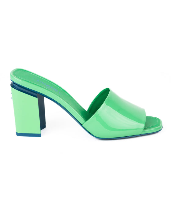 Chanel Patent Calfskin Green and Turquoise Mules