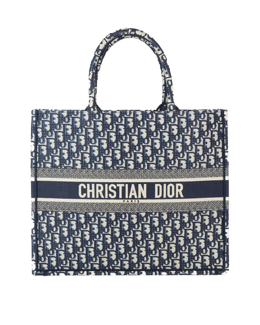 Dior Book Tote in Blue Dior Oblique Embroider