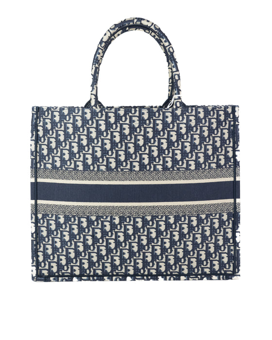 Dior Book Tote in Blue Dior Oblique Embroidery