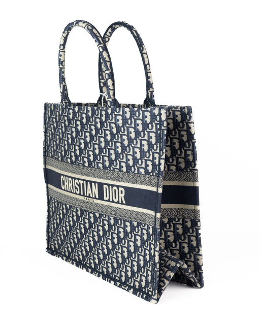 Dior Book Tote in Blue Dior Oblique Embroidery