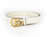 Gucci Leather Belt with Double G Buckle in White