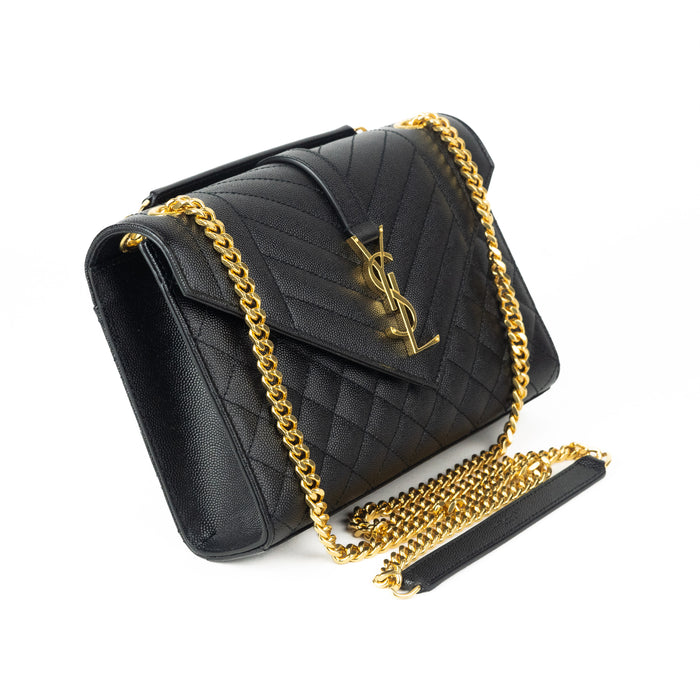 Saint Laurent Medium Tri-Quilt Envelope Bag with Gold Hardware