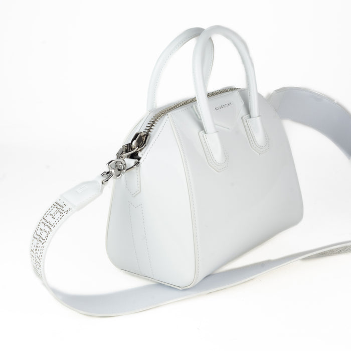 Givenchy Mini Antigona Bag in White 4G Perforated Leather