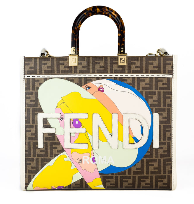 Fendi Medium Sunshine Tote in FF Glazed Fabric