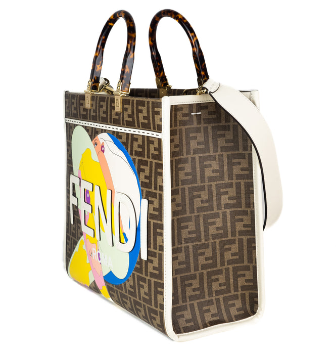 Fendi Medium Sunshine Tote in FF Glazed Fabric