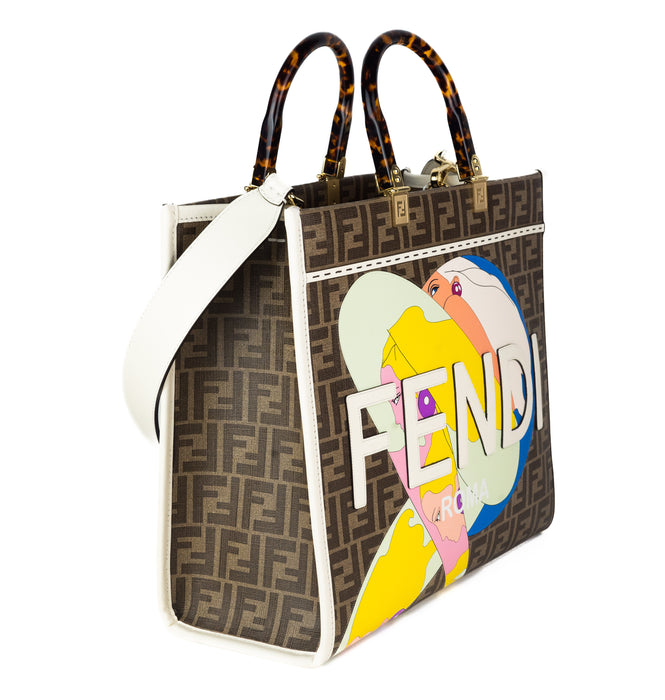 Fendi Medium Sunshine Tote in FF Glazed Fabric