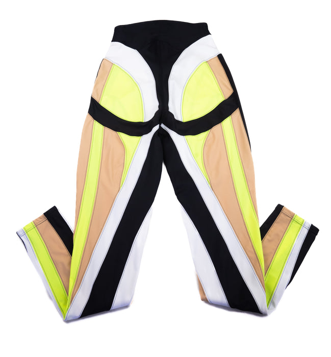 Mugler High Rise Spiral Leggings in Neon Green