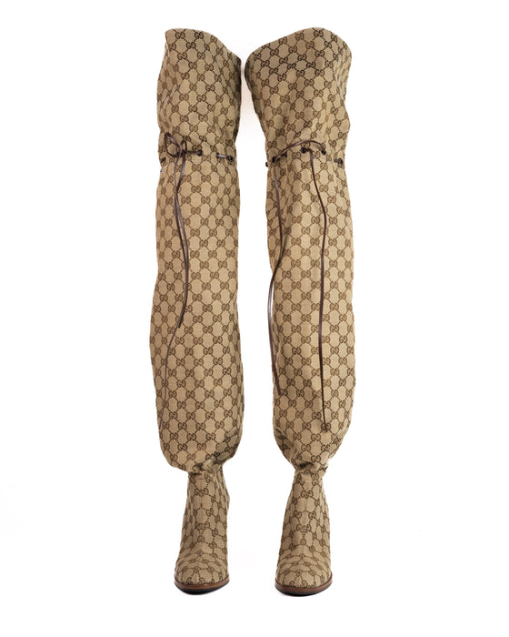 Gucci GG Canvas over-the- knee boots