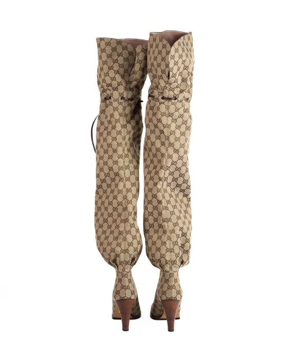 Gucci GG Canvas over-the- knee boots