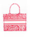 Dior Small Book Tote in Raspberry Toile De Jouy Reverse Embroidery