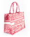 Dior Small Book Tote in Raspberry Toile De Jouy Reverse Embroidery