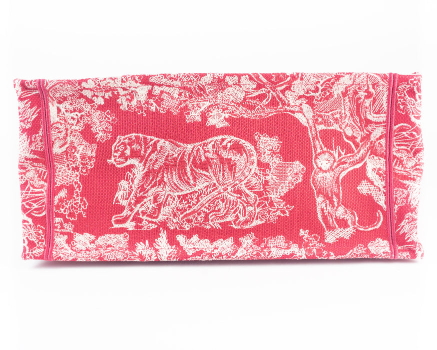 Dior Small Book Tote in Raspberry Toile De Jouy Reverse Embroidery