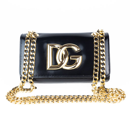 Dolce & Gabbana Polished Calfskin 3.5 Phone Bag in Black