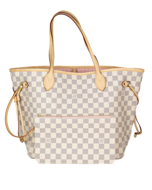 Louis Vuitton Neverfull MM in Damier Azur and Rose Ballerine
