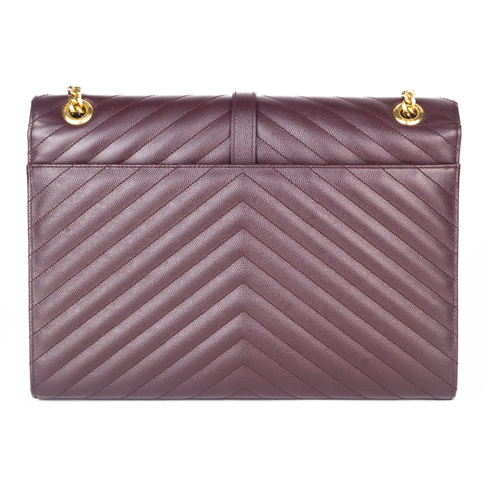 Saint Laurent Leather Envelope Bag in Burgundy