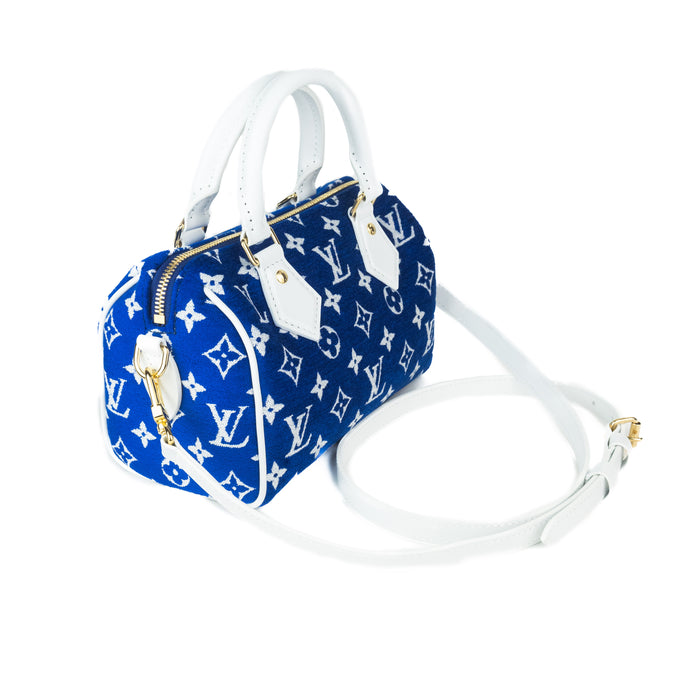 Louis Vuitton Speedy Bandouliere 20 Autres Toiles in Blue Monogram Jacquard Velvet