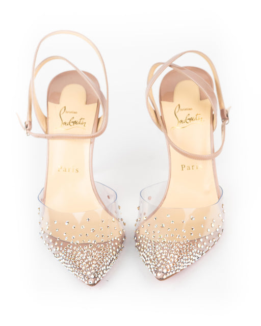 Christian Louboutin PVC Nude and Crystal Pumps