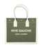 Saint Laurent Rive Gauche Small Tote Bag in Military Green Linen and Leather