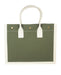 Saint Laurent Rive Gauche Small Tote Bag in Military Green Linen and Leather