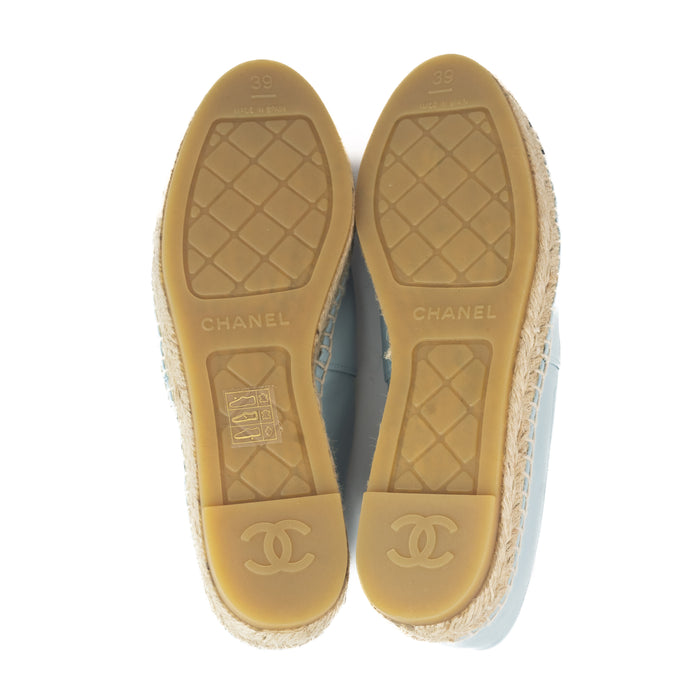 Chanel Lambksin Espadrilles in light blue and black