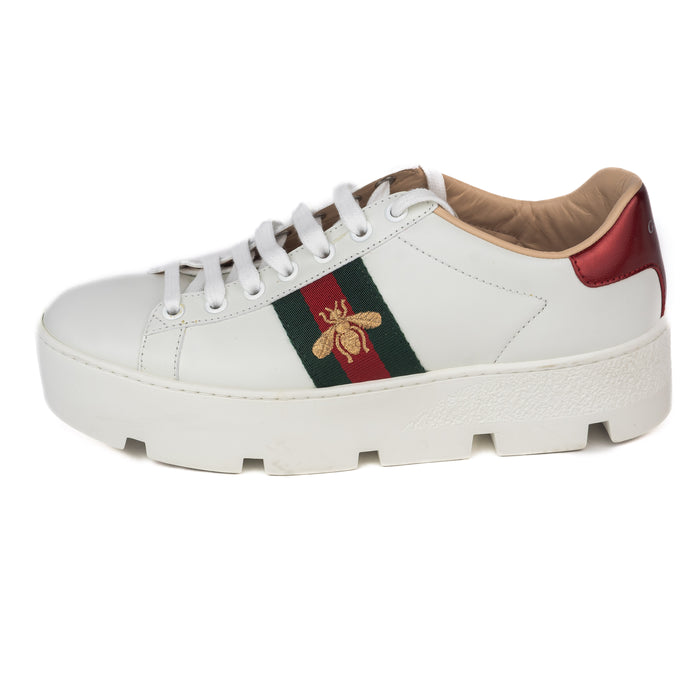 Gucci Ace Embroided Platform Sneakers 