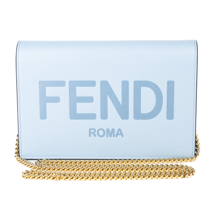Fendi Light Blue Wallet with Chain