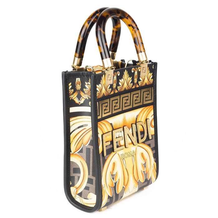 Fendace Printed FF Leather Mini Sunshine Shopper Bag