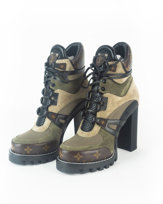 Louis Vuitton Platform Boot in Beige and Green